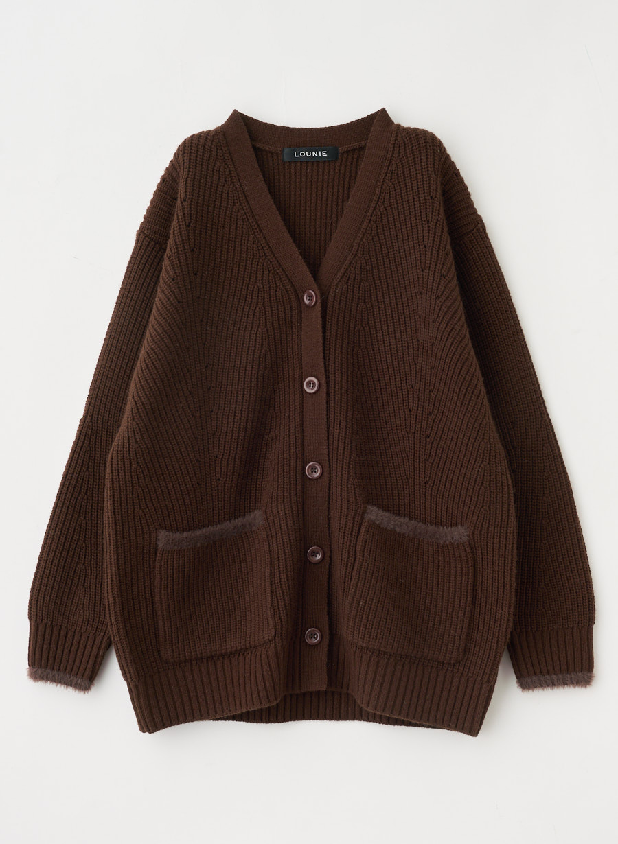 シャギーディテールミドル丈ニットカーディガン｜LOUNIE（ルーニィ