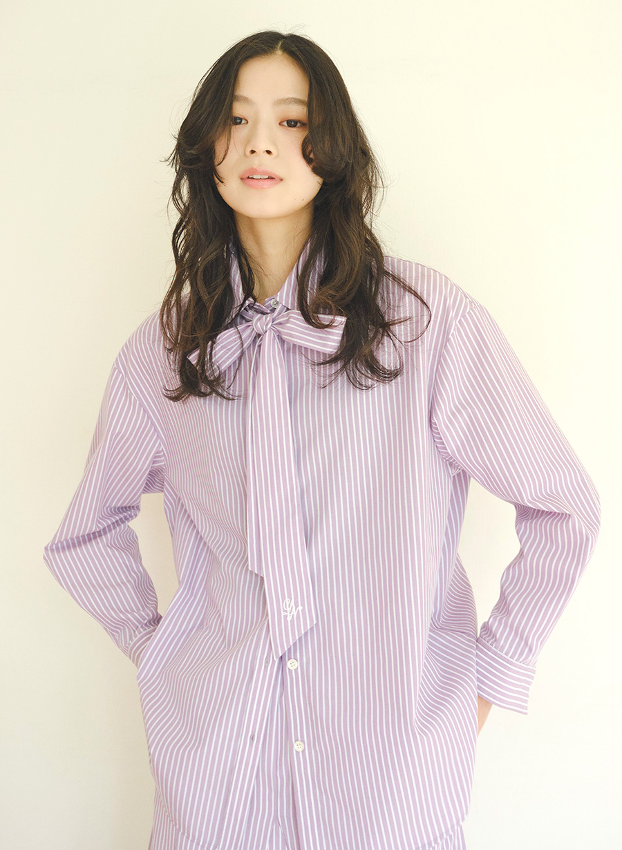 ストライプボウタイシャツ