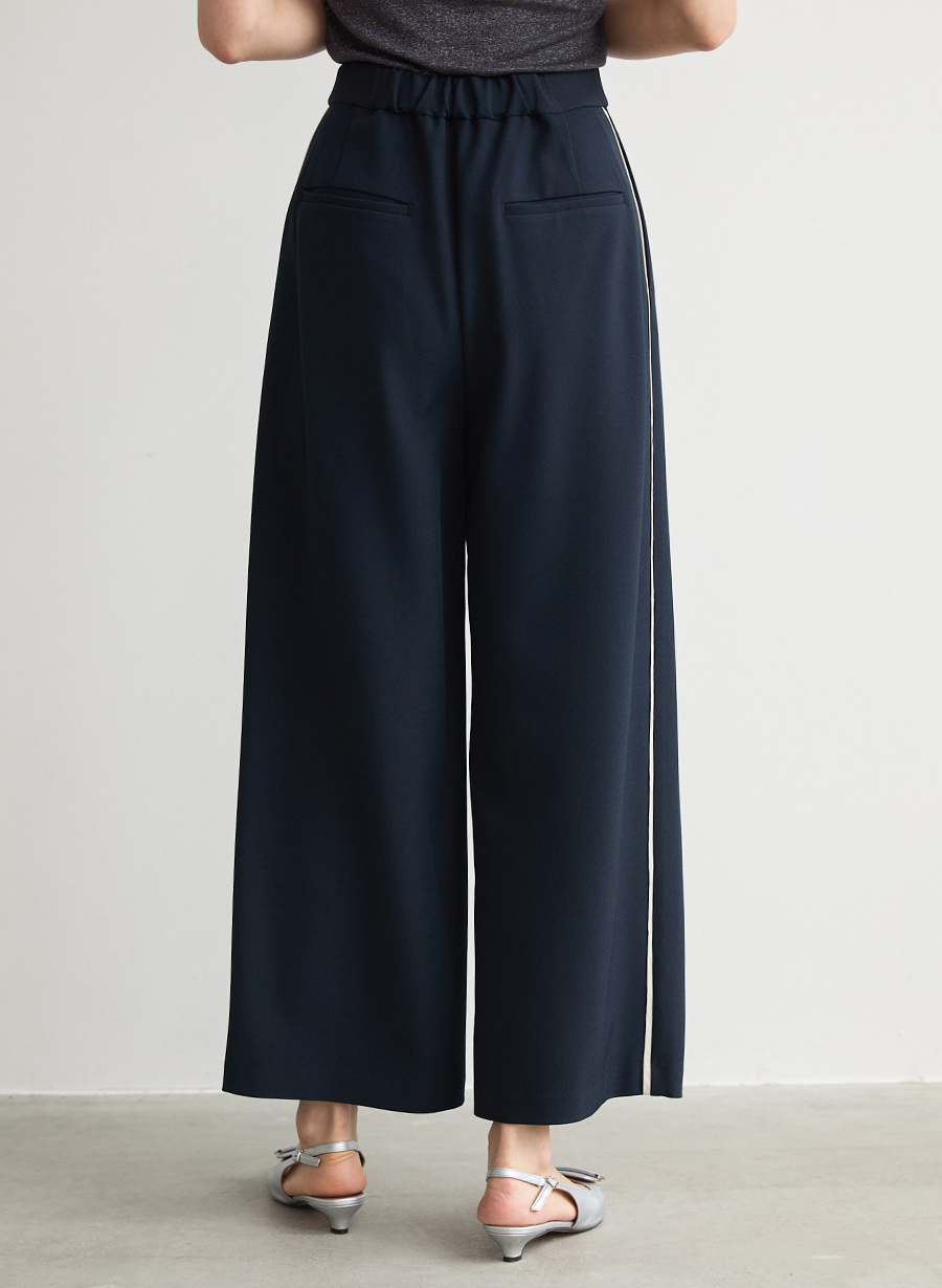 追加販売】ラインアクセントワイドパンツ/セットアップ可｜LOUNIE