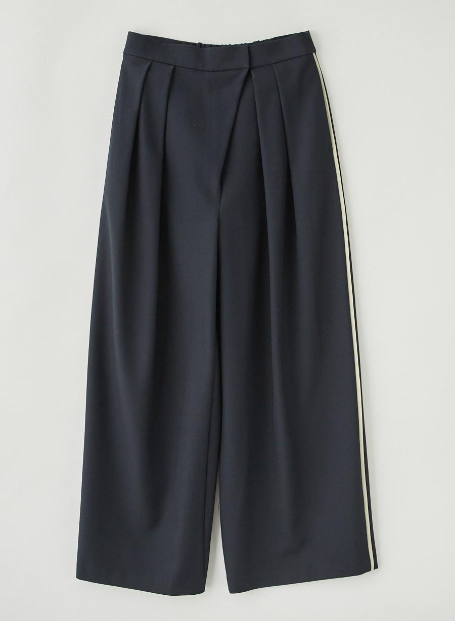 追加】ラインアクセントワイドパンツ/セットアップ可｜LOUNIE