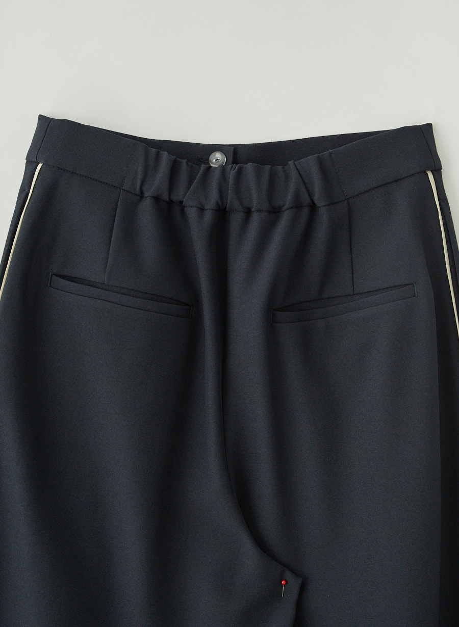 追加販売】ラインアクセントワイドパンツ/セットアップ可｜LOUNIE