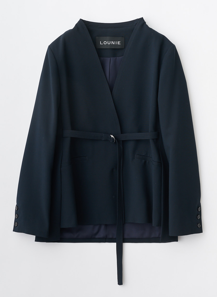 ツイルストレッチノーカラーベルトジャケット｜LOUNIE（ルーニィ）公式