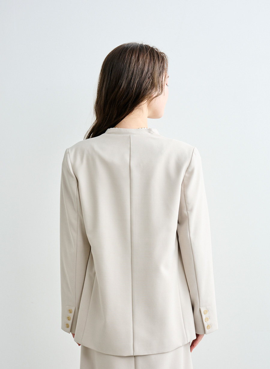 ツイルストレッチノーカラーベルトジャケット｜LOUNIE（ルーニィ）公式