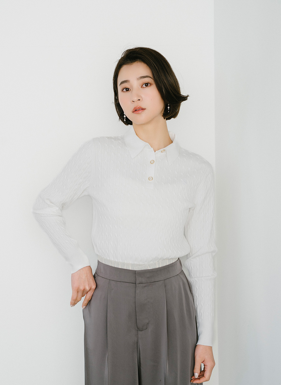 衿付きケーブルニットプルオーバー｜LOUNIE（ルーニィ）公式サイト