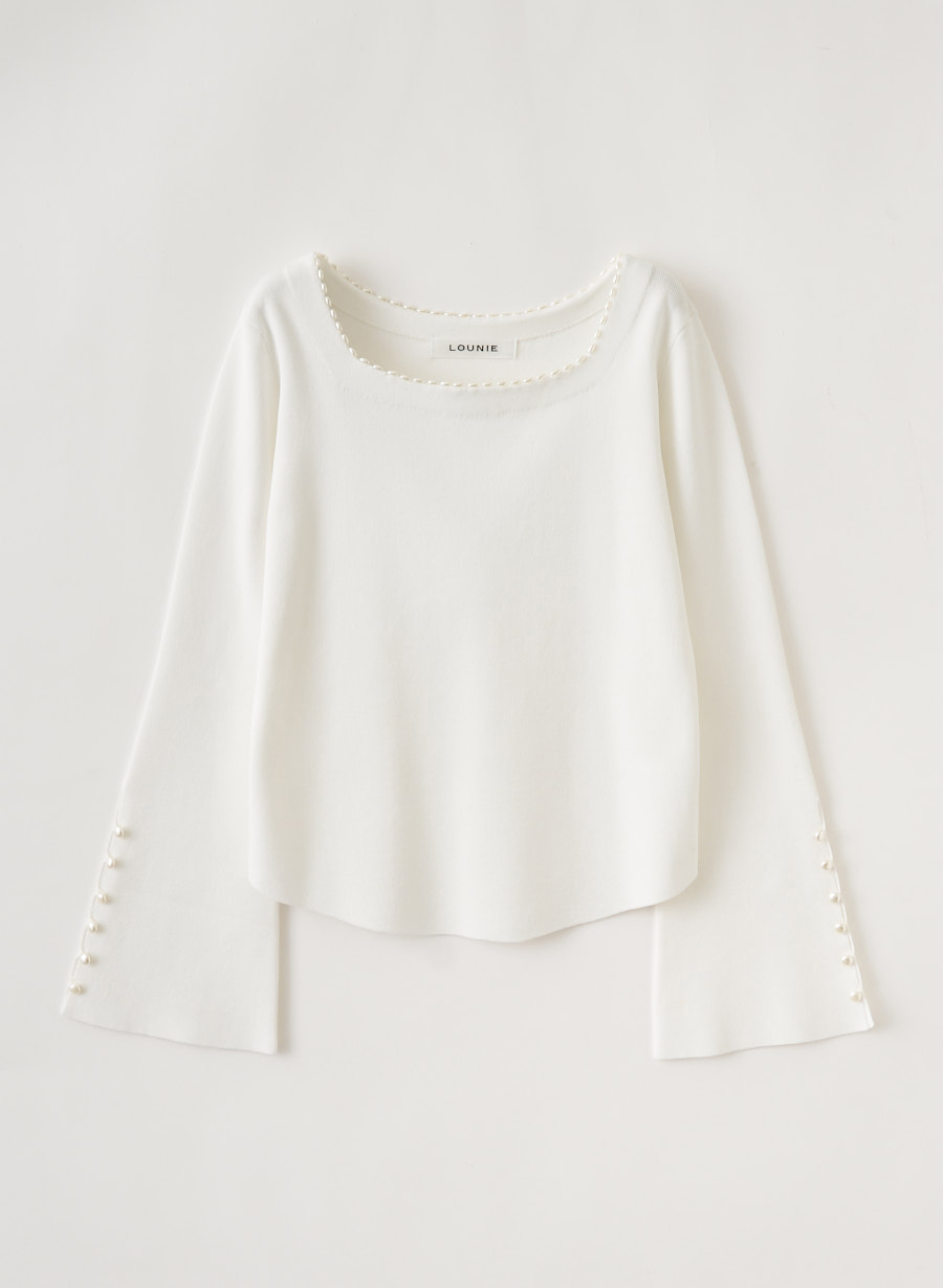 【未使用】LOUNIE ルーニィ　ニット　ケーブルニット　ビジュー　パール付 パール付きニットプルオーバー｜LOUNIE（ルーニィ）公式サイト／公式