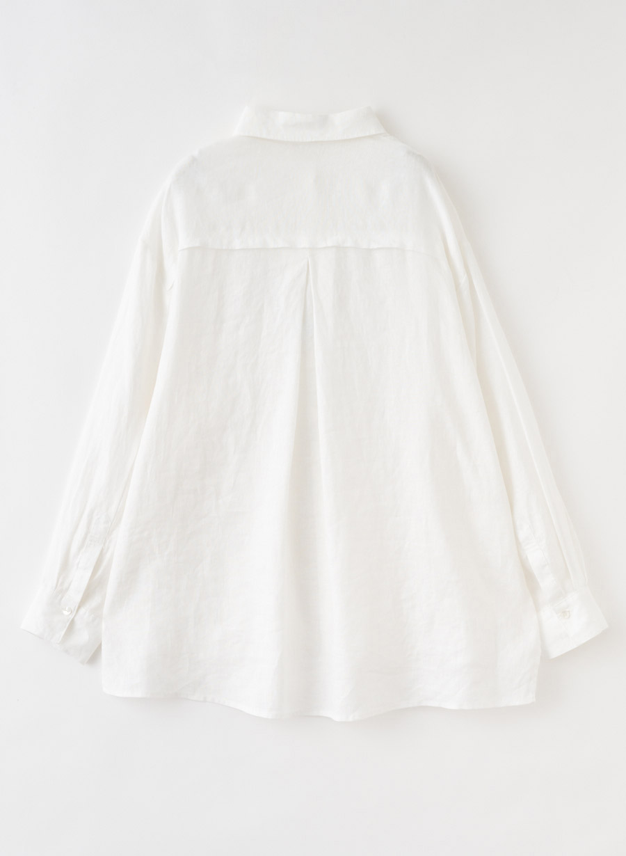 マシンウォッシャブル＞2WAYカシュクールリネンビッグシャツ｜LOUNIE