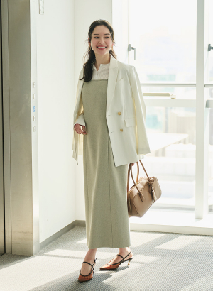 ＜麻調＞ナローシルエットキャミワンピース