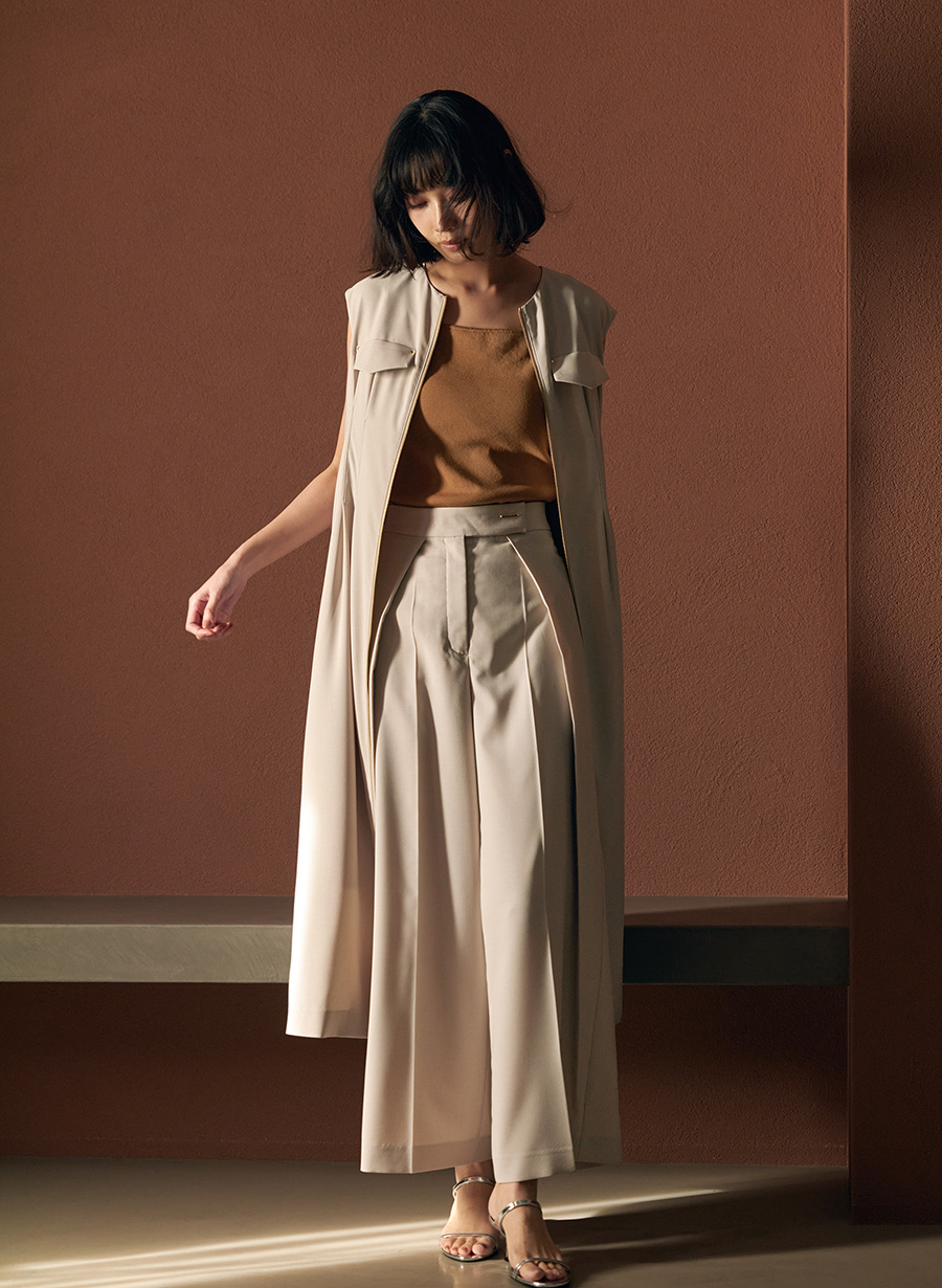 ＜ノーアイロン＞テックリネンジップジレワンピース