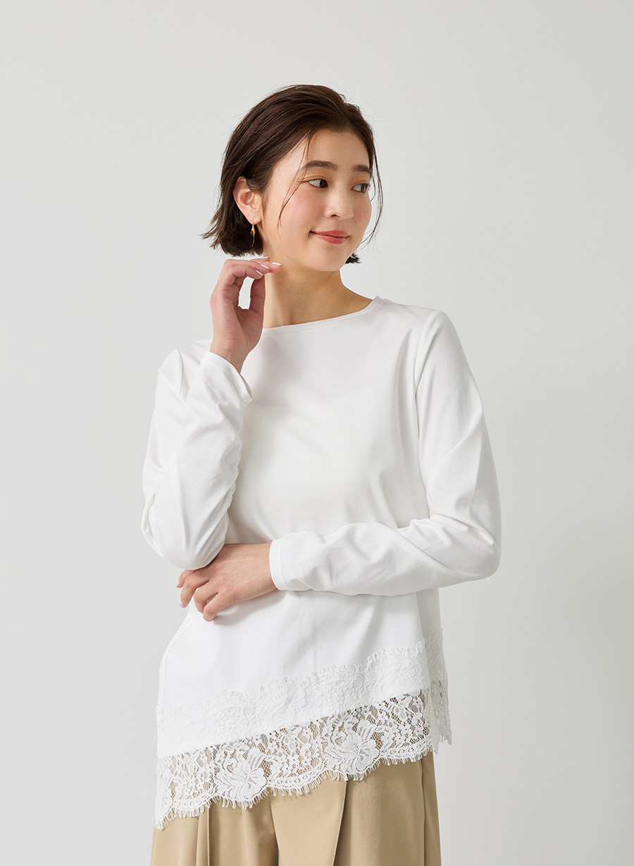 アシンメトリーレースヘムプルオーバー