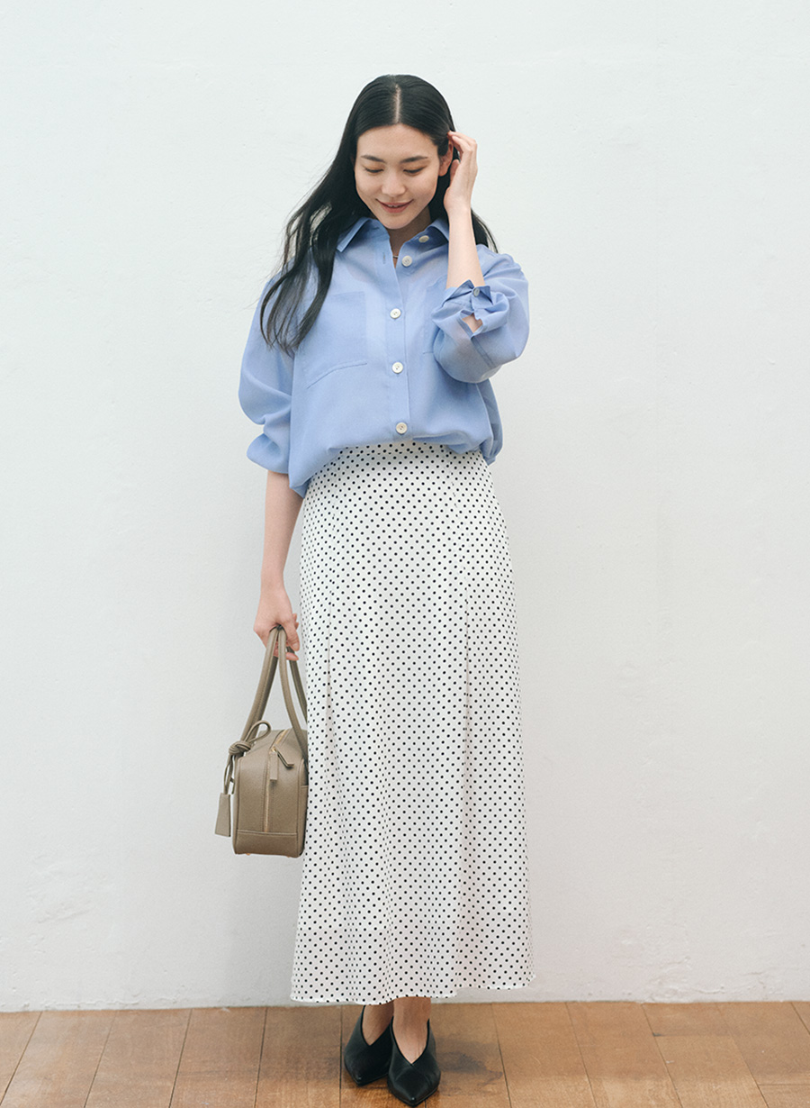 SNSで話題】シフォンドットエアリーロングスカート｜LOUNIE（ルーニィ